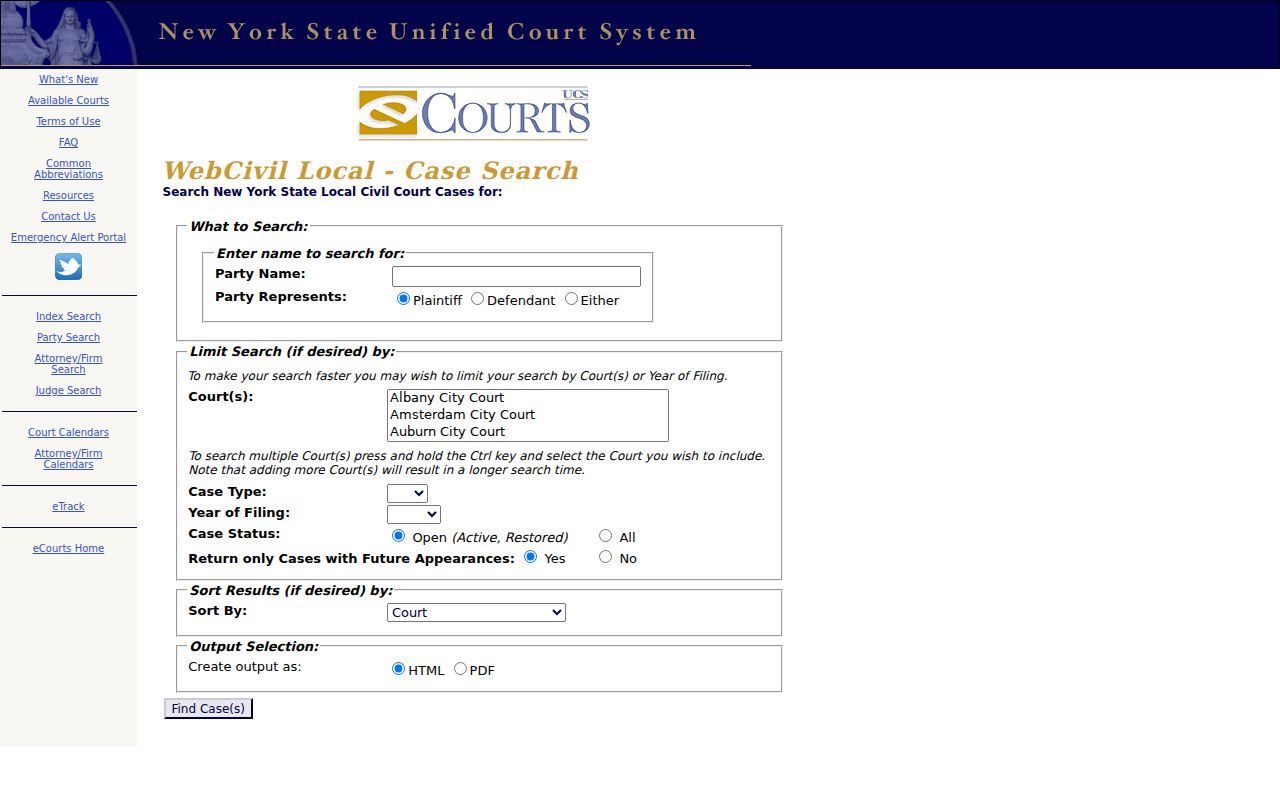 Queens resident lookup WebCivil Local party search fields